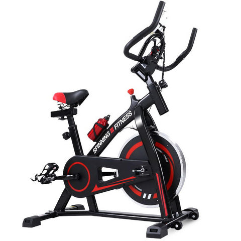 Spin Exercise Bike Flywheel Fitness Commercial Home Workout Gym Machine Bonus Phone Holder Black